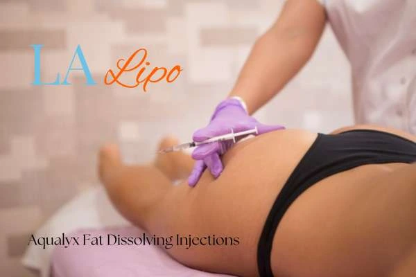 Woman having fat dissolving injections Cardiff on thighs