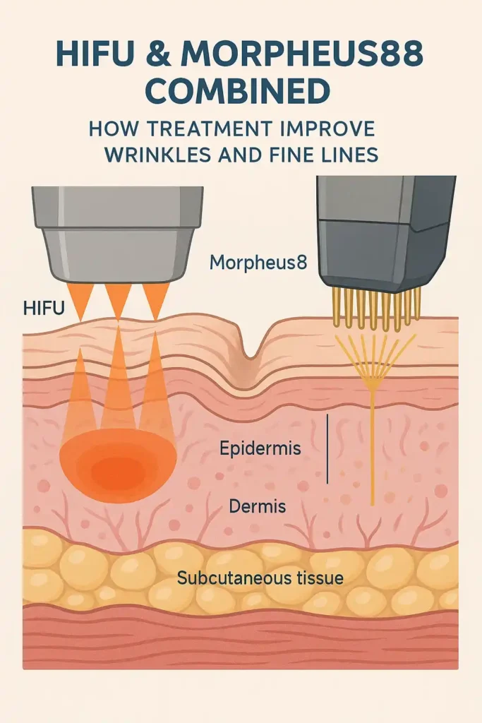 Diagram showing HIFU & Morpeus8 Cardiff and the benefits for reduction in wrinkles and fine lines